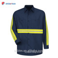 High Visibility Reflective Tape Long Sleeve Button Down Work T-shirt For Construction Landscaping